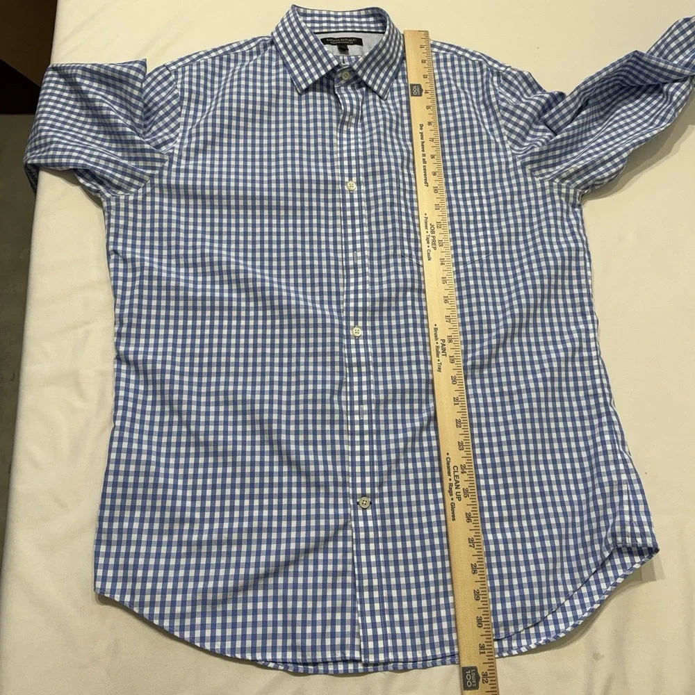 Banana Republic L Non Iron‎ Classic Fit Blue Gingham Dress Shirt